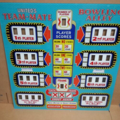 1959 United TEAM-MATE Ball Bowler Upper Backglass