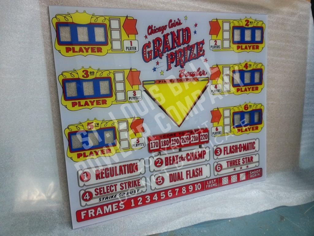 1963 Chicago Coin GRAND PRIZE Upper Backglass