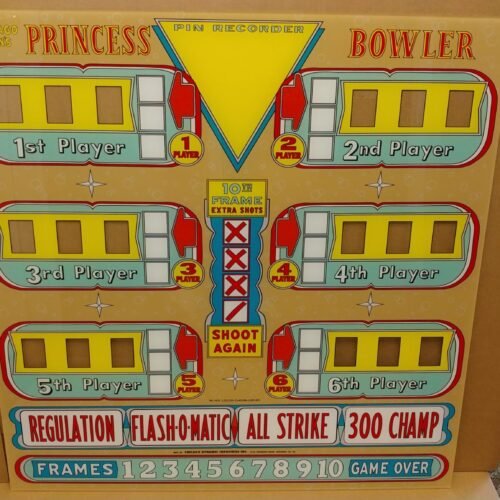 1961 Chicago Coin Princess Upper Backglass