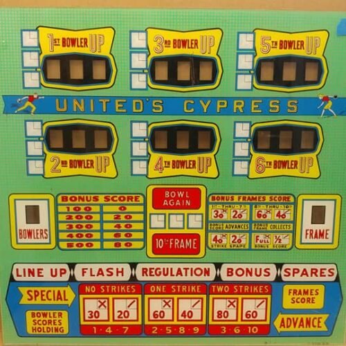 1962 United Cypress Used Upper Backglass U12