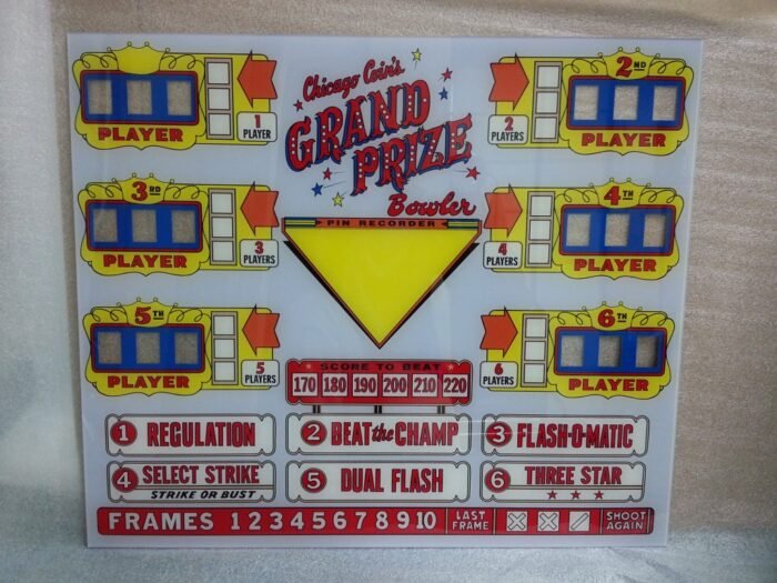 1963 Chicago Coin GRAND PRIZE Upper Backglass Plain Version 1