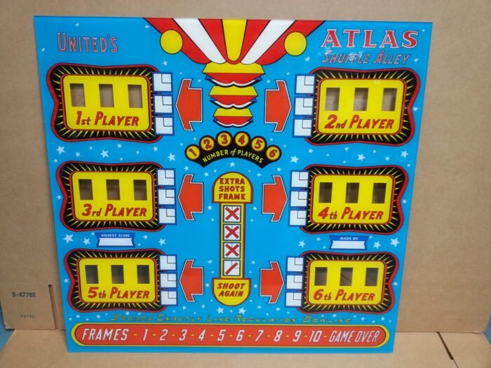 1958 United ATLAS Shuffle Bowling Alley Backglass