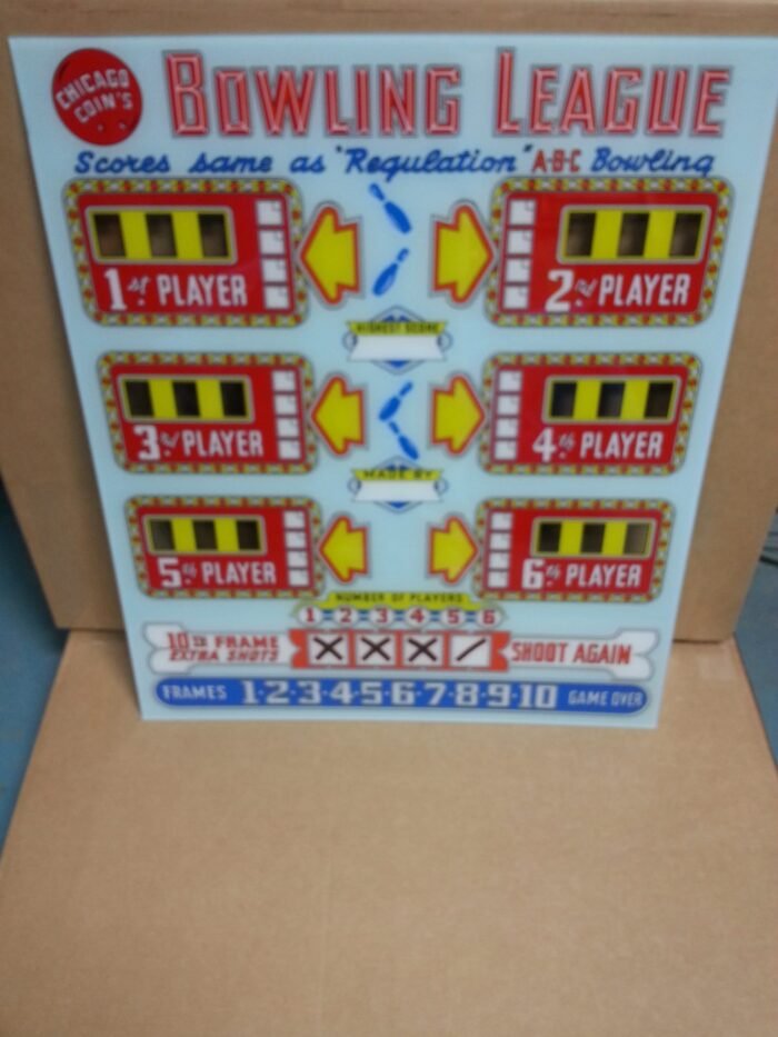 1957 Chicago Coin Bowling League Upper Backglass