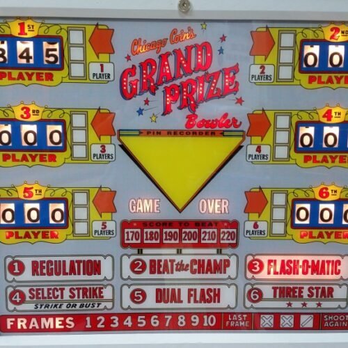 1963 Chicago Coin GRAND PRIZE Upper Backglass Version 2