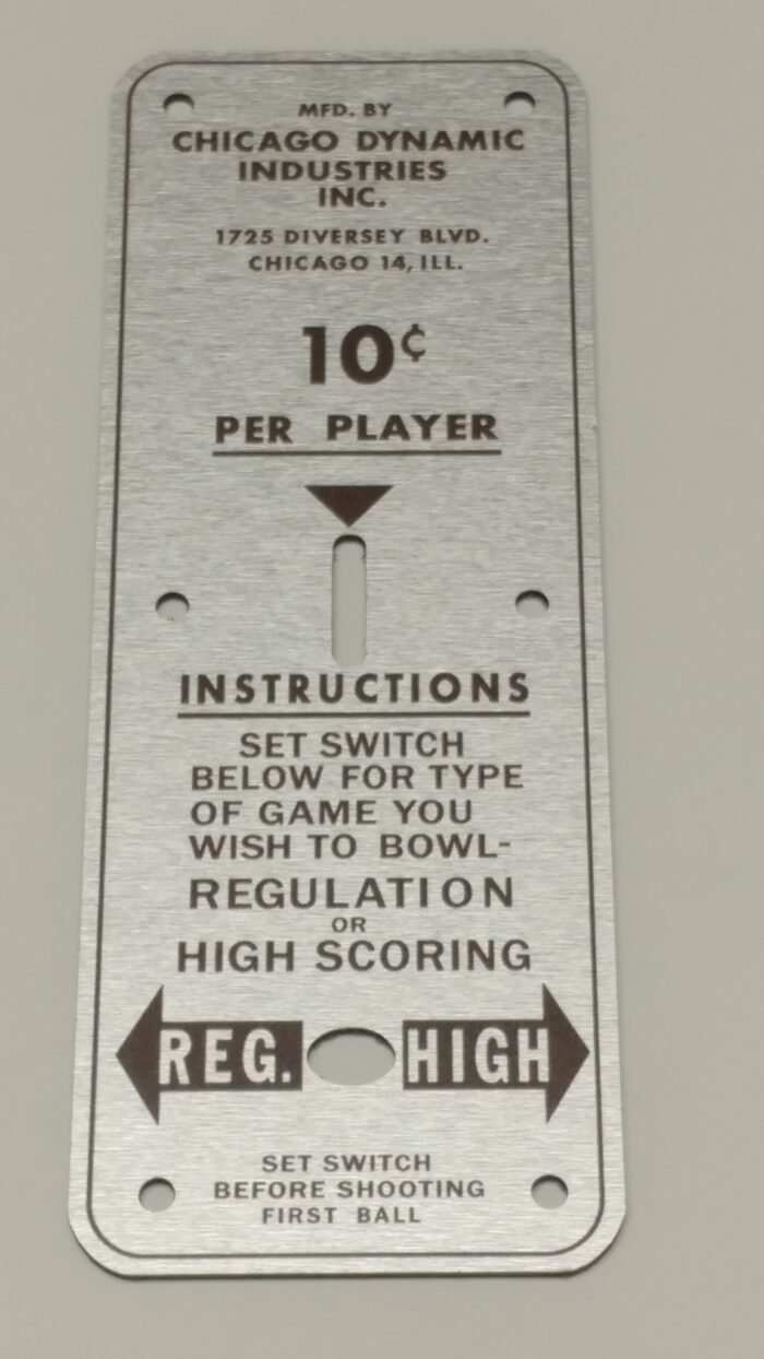 1958 Chicago Players Choice Coin Box Top Plate