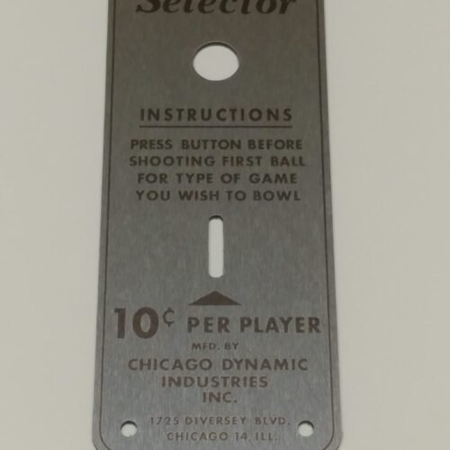 Chicago Coin “DUCHESS” Big Ball Bowler Bowling Top Plate (New Reproduction)