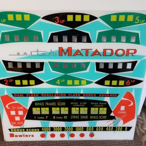 1964 United Matador Used Upper Backglass U14-2