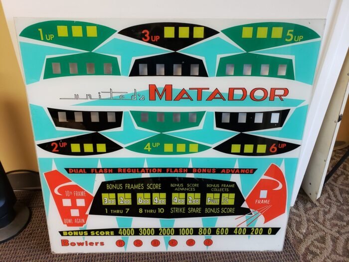 1964 United Matador Used Upper Backglass U14-2