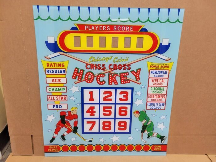 1958 Chicago Coin Criss Cross Hockey Upper Backglass