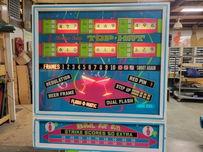 1969 Chicago Coin Top Hat Upper Backglass