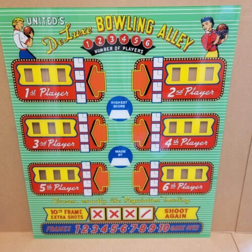1957 United DeLuxe Bowling Alley Upper Backglass