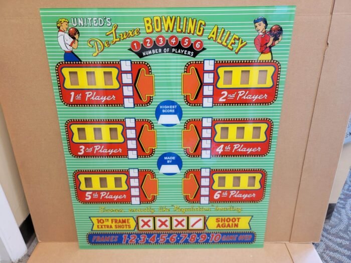 1957 United DeLuxe Bowling Alley Upper Backglass