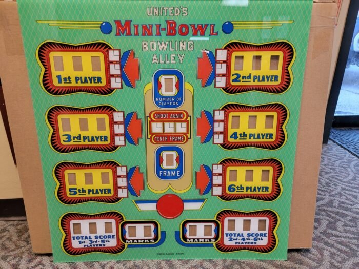 1959 United Mini-Bowl Bowling Alley Upper Backglass