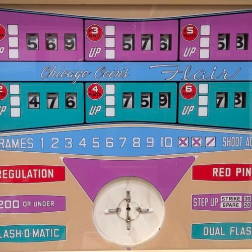 1966 Chicago Coin Flair Ball Bowler Upper Backglass